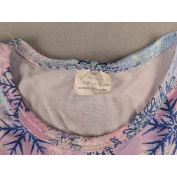 Girls Long Sleeve Pastel Snowflake Butter Soft Twirl Dress Size 6-7 - Picture 3 of 5